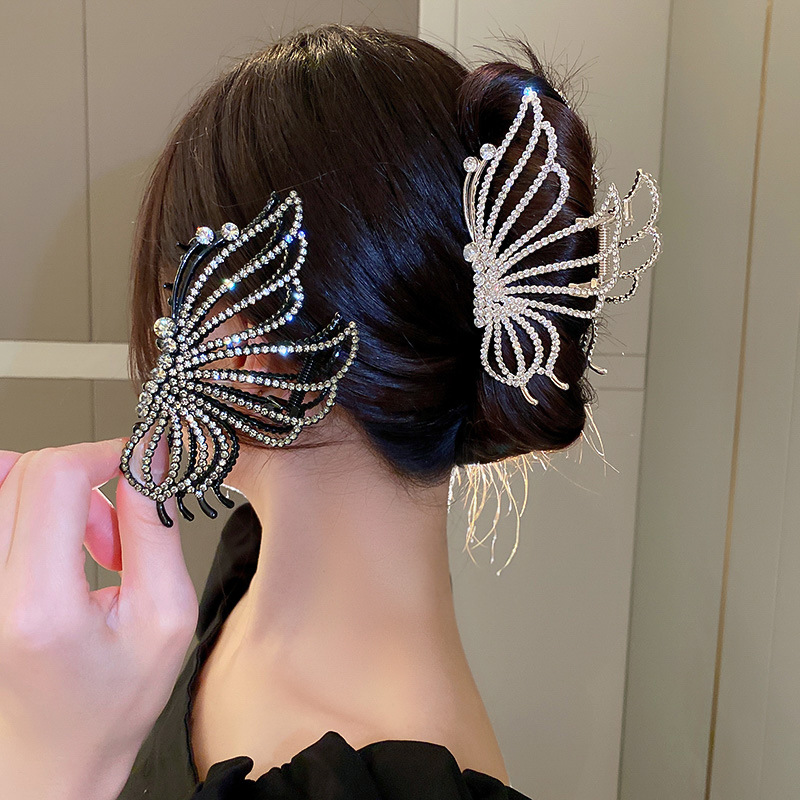 INS Style Bow Knot Metal Artificial Rhinestones Hair Claws 1 Piece6