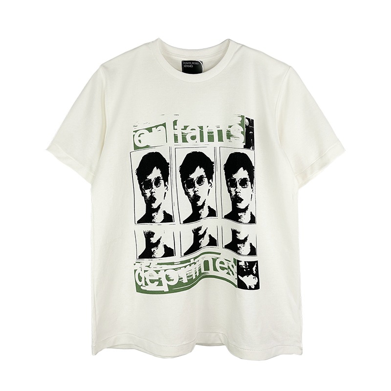 6011 Beige graphic cotton T-shirt