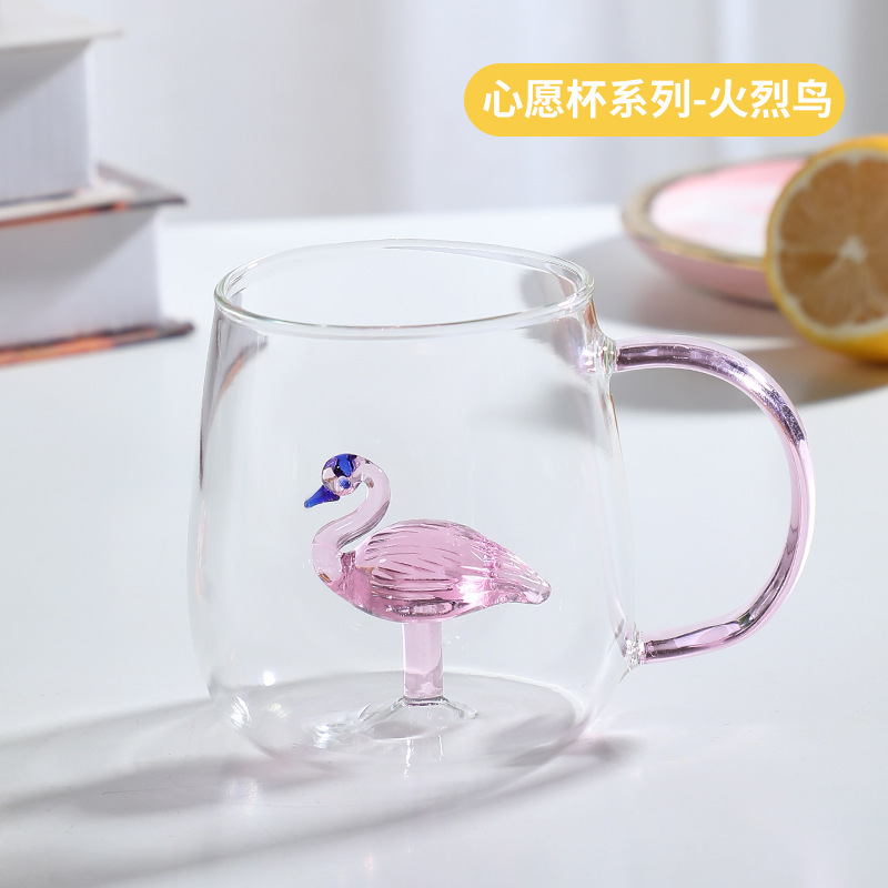 Vaso de vidrio para animales Taza de animales tridimensional de dibujos animados con borosilicato al por mayor nuevo vaso de alto valor con mango