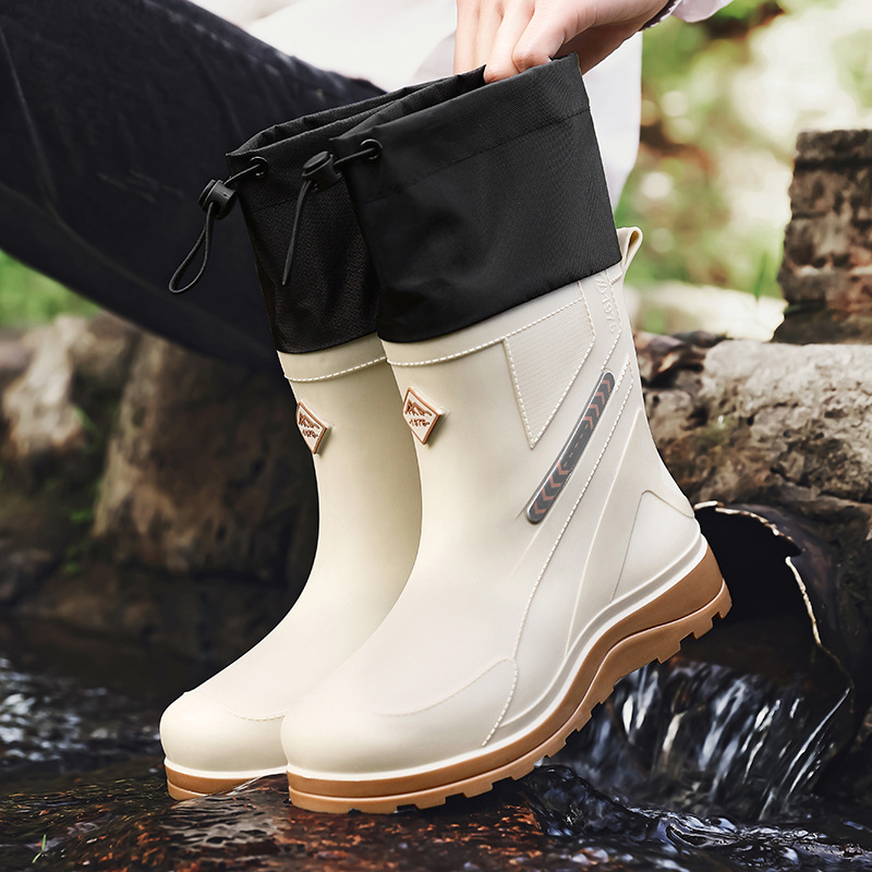 Botas de Lluvia de Caña Media para Hombre de PVC, Impermeables para Pesca