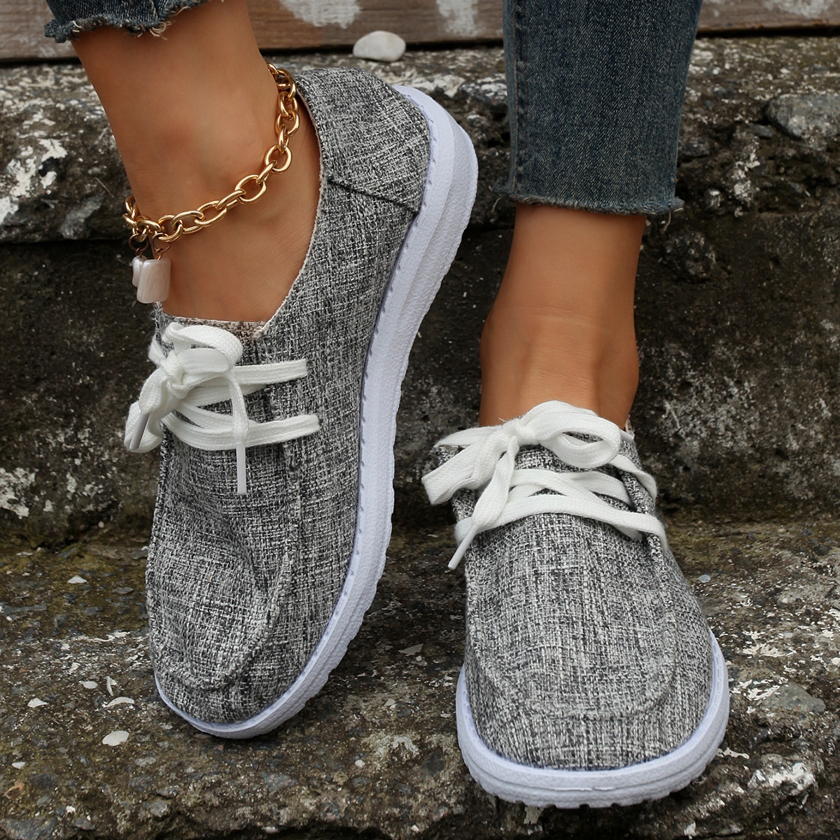 Women's Shoes large size color matching low top shoes flat round head graffiti canvas breathable sneakers _voghion.com