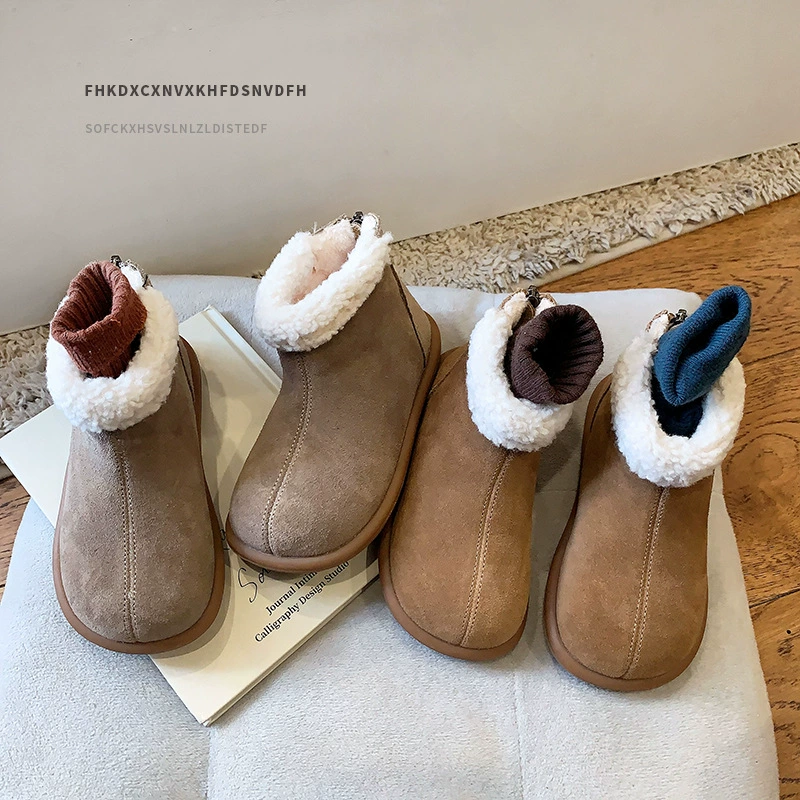 Зимняя детская обувь, детские сапоги, меховые короткие сапоги для девочек, бархатные зимние сапоги для малышей, хлопковые сапоги для мальчиков, теплые.