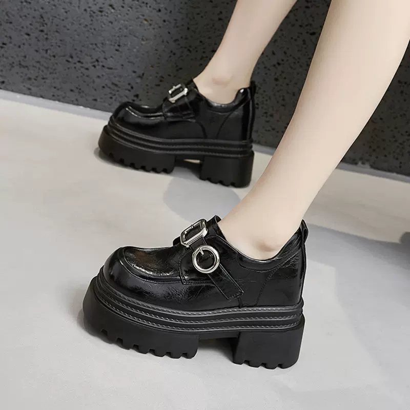 厚底内增高乐福鞋女2025早春新款高跟小皮鞋时尚百搭英伦风单鞋子