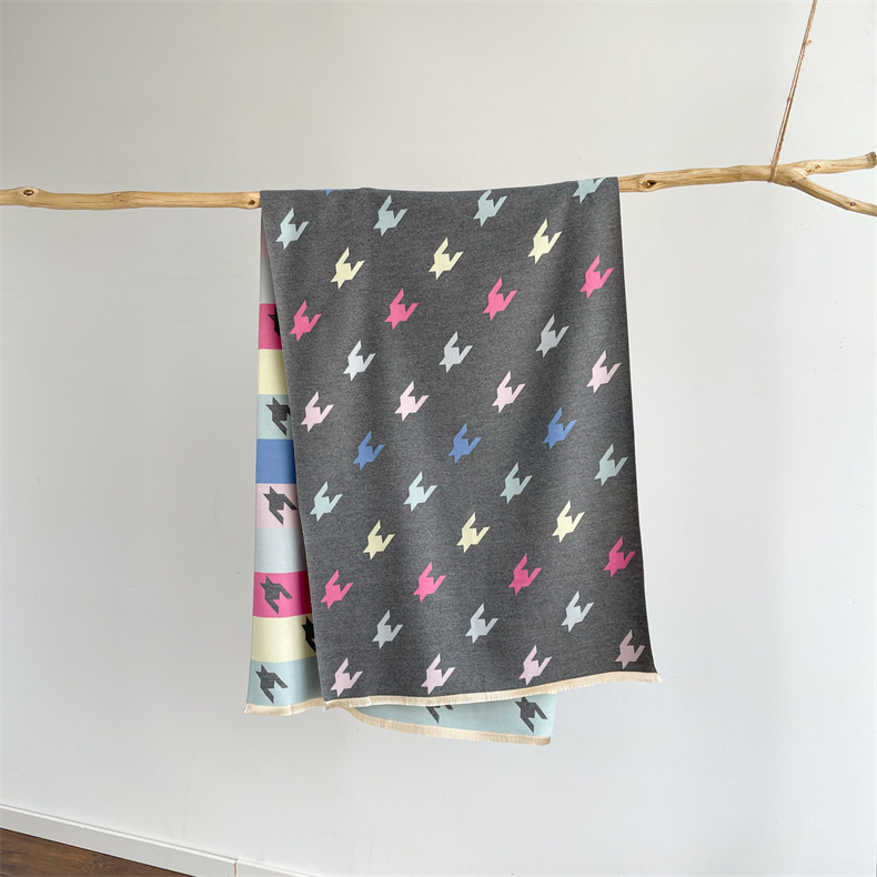 Winterwarm, modisch, hochwertig, Anti-Aging mit beidseitigem Druck und buntem Hahnentrittmuster in Kaschmir_voghion.com