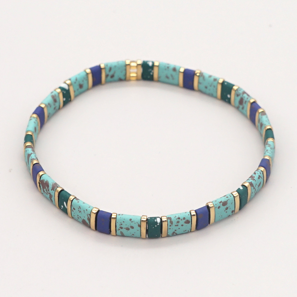 new bohemian iron gallstone imitation beaded stacking bracelet