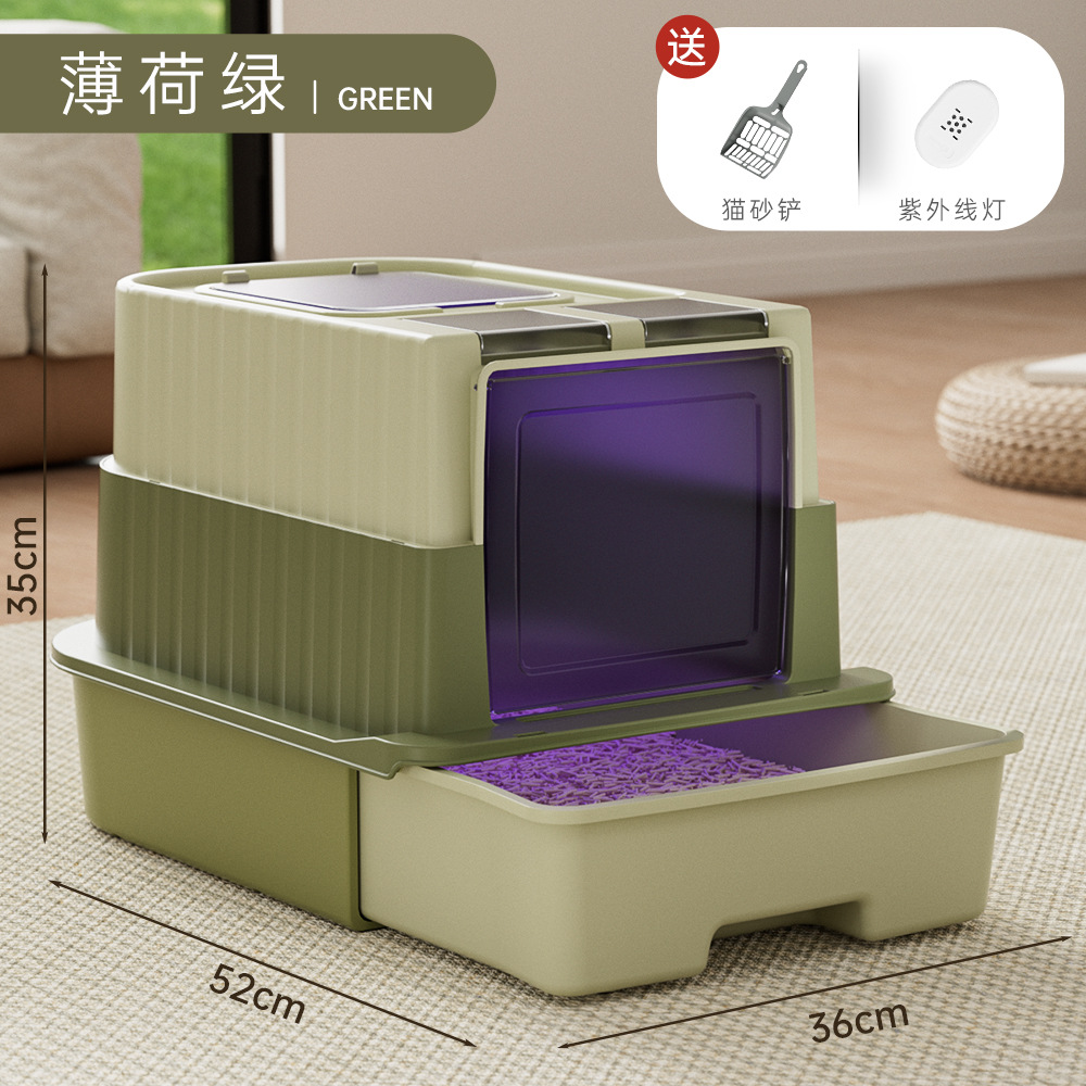 Lavabo de arena para gatos de gran tamaño cerrado anti-salpicaduras, inodoro para gatos, antiolor, esterilización, caja de arena para gatos, suministros para mascotas al por mayor