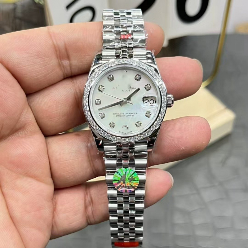 Gs Factory Log Couple Style Men's and Women's Mechanical Watch with Dog Tooth Bezel, Iceberry Pink Purple Dial, Diamond-Inlaid Black Rock Candy, One Piece Dropshipping