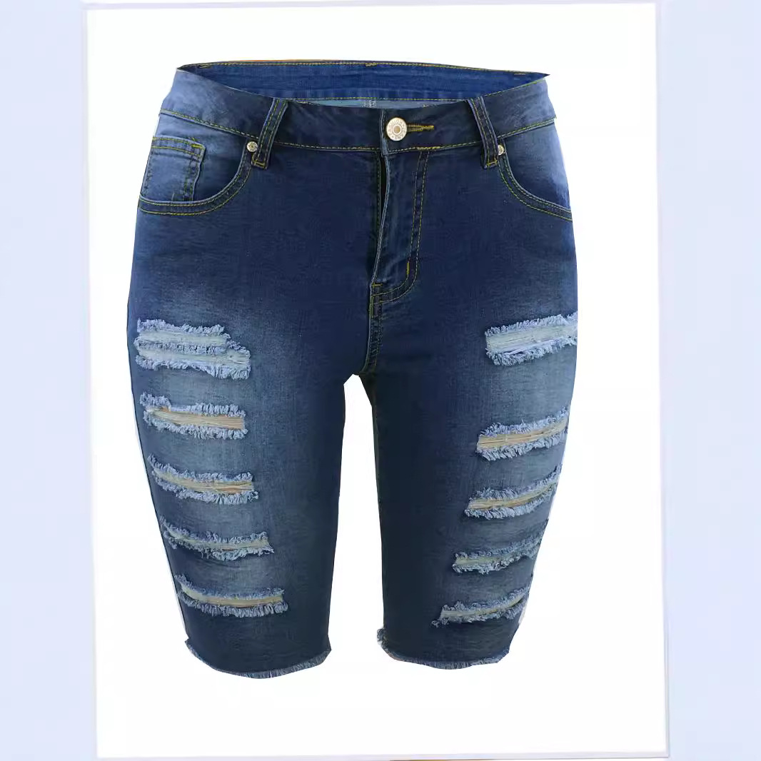 Nuevos shorts vaqueros retro europeos y americanos lavados estilo vintage para mujer 2026, de corte holgado, efecto adelgazante, pierna recta, pantalones de longitud media en stock.