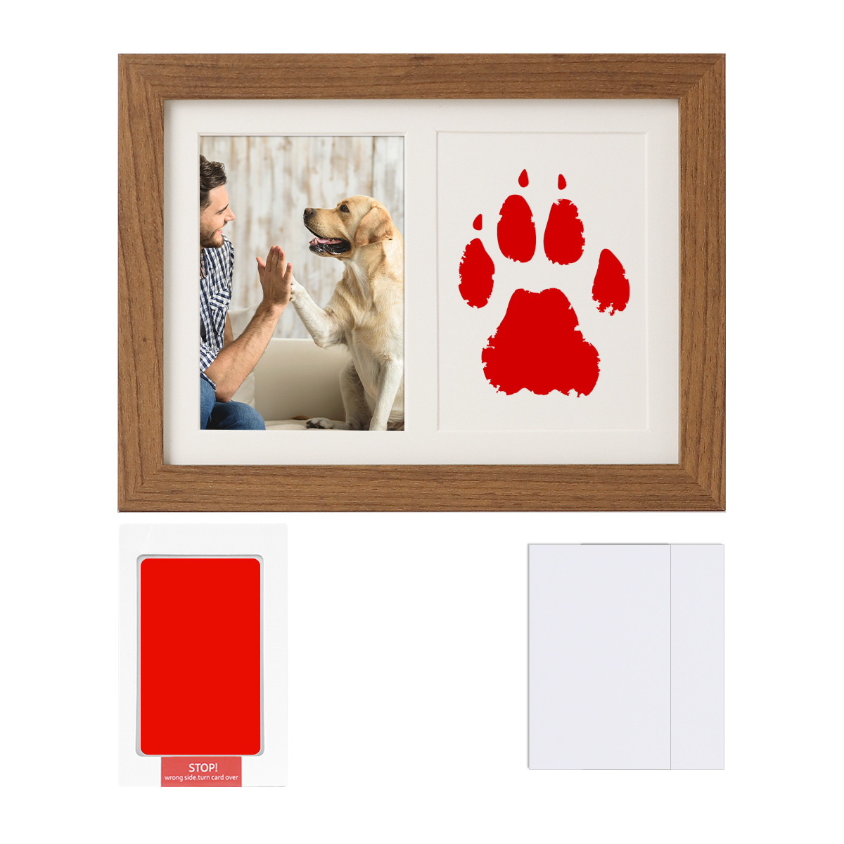 クロスボーダーペットの足跡フォトフレームテーブルdiy猫の手形7inch犬の足跡インクパッドボール紙ディスプレイフレーム