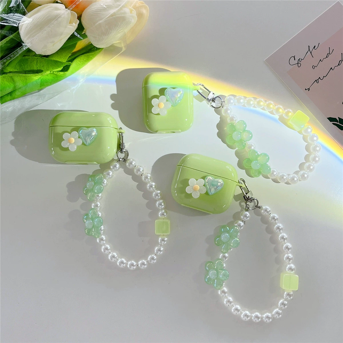 Ins Crystal Love Flower for Apple AirPods 4 Generation Bluetooth Headset Protective Case Pro2 Apple Headset 3