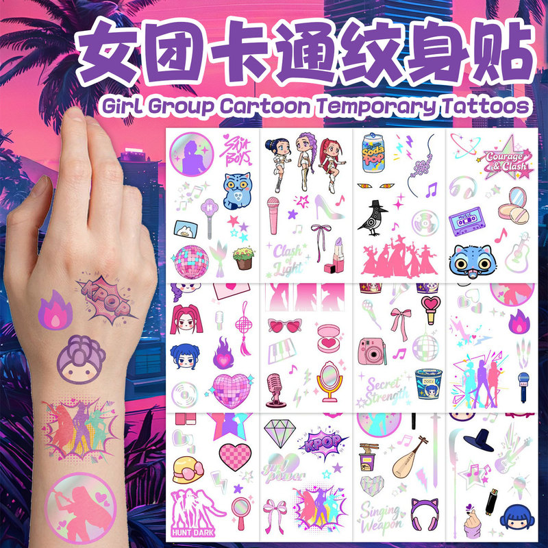 Cross-Border Amazon Hunter Girl Group New Children's Cartoon Temporary Tattoo K-Pop Hunter