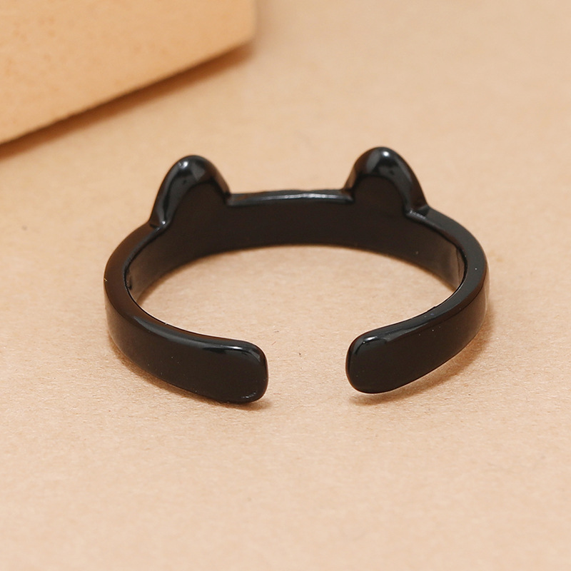 Simple Open Cat Fashion Creative Acrylic Alloy Ring display picture 4