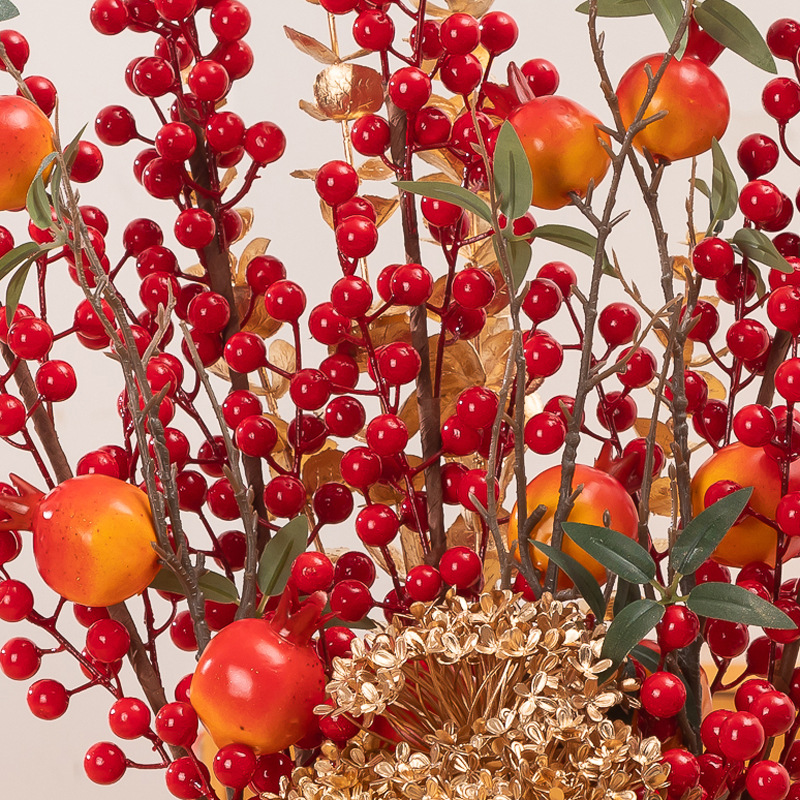 New Year decoration figurines Fortune bucket Spring Festival desktop arrangement ornaments hug bucket wealth red fruit New Year flower bucket wholesale