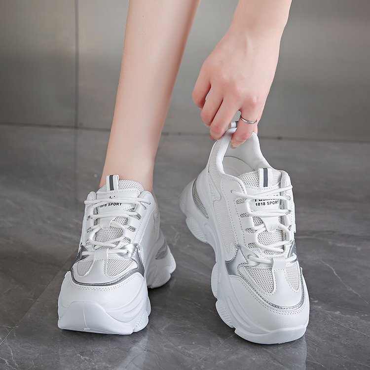 College Style Sports Torre Shoes Women's 2024 New Summer Mesh Shoes Small Thick Sole White Shoes Single-layer Shoes