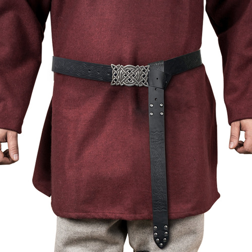 Cross-border Amazon Viking embossed plate buckle belt medieval imitation leather embossed belt COSPLAY prop belt