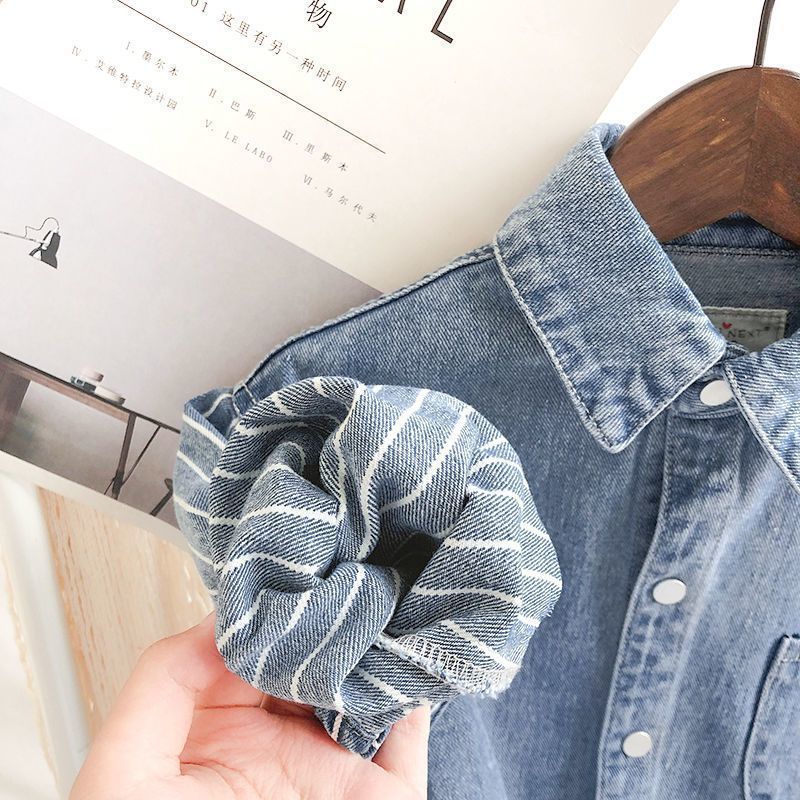 Niños nuevos chaquetas primavera y otoño bebés camisas de manga larga chaqueta vaquerina camisa casual suelta base de moda