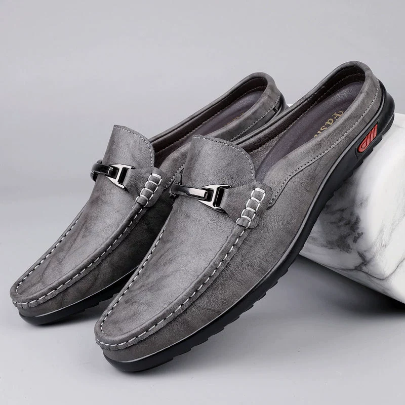 Мужские туфли-бини с половиной тяги, летние туфли на плоской подошве, мужская мужская обувь из натуральной кожи большого размера, брендовая дышащая повседневная обувь, слипоны с носком.