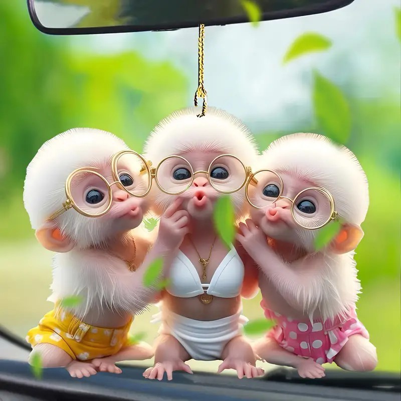 Colgante acrílico dibujos animados planos boca boca boca Hou adorable creativo colgantes de decoración de automóviles 2D mochila colgante botón coche muñeca
