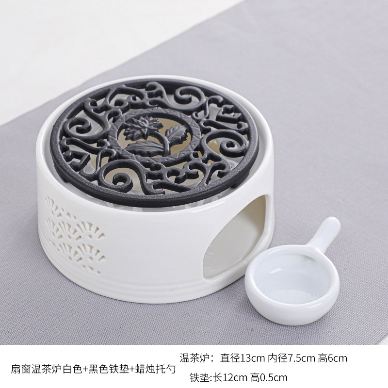 Té estufa vela restaurante Hotel hogar base de cerámica chino hueco aislamiento calefacción vidrio fruta flor tetera