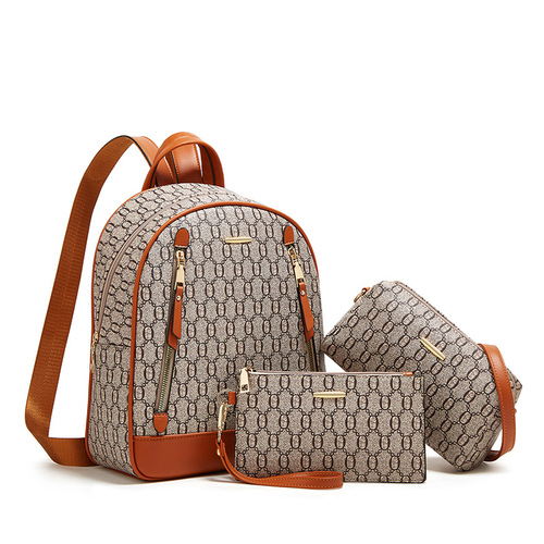 2024 new cross-border fashion Korean style trendy one-shoulder backpack three-way women's bag multi-purpose backpack three-piece set