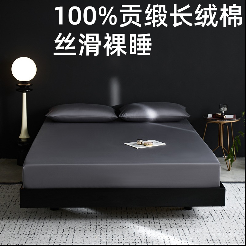 Class a Xinjiang Long-Staple Cotton Single-Piece Fitted Sheet Pillowcase Three-Piece Set Pure Cotton Satin Tribute Bedspread Simmons Protective Cover