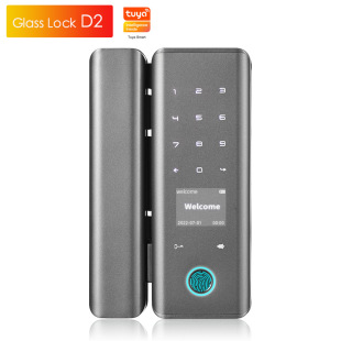 Cross-Border High-End Office Shop Door with Graffiti Hole-Free Key Fingerprint Password Lock Glass Door Smart Lock