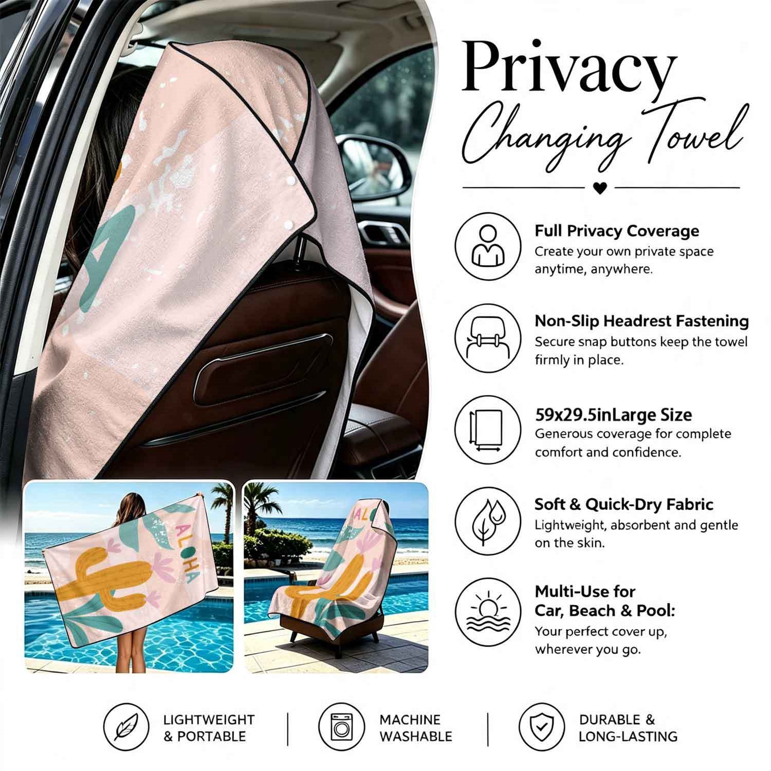 Summer bath towel and car seat cover 2-in-1, ultra-fine fiber outdoor beach and car dual-use universal seat cushion