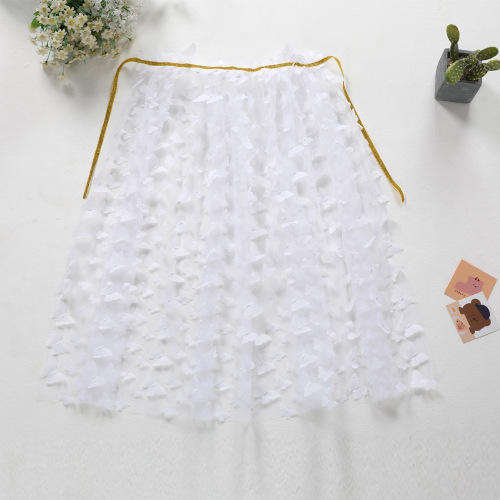 New Rainbow Sunflower Children's Cloak Thin Outing Lace-up Embroidered Cloak for Children and Middle-aged Children Mesh Princess Shawl