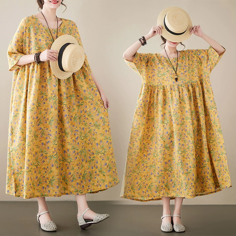 Летнее платье, корейский стиль, oversize, большой размер