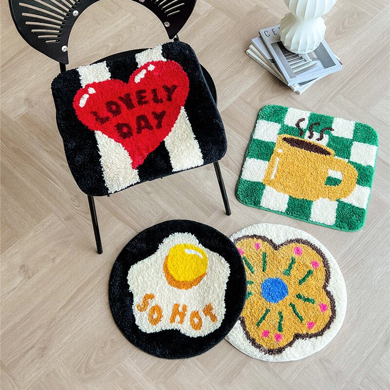 Creative Cartoon Flocking Tufted Cushion Office Chair Cushion Non-slip Living Room Four Seasons Dining Chair Cushion Sofa Ass Cushion