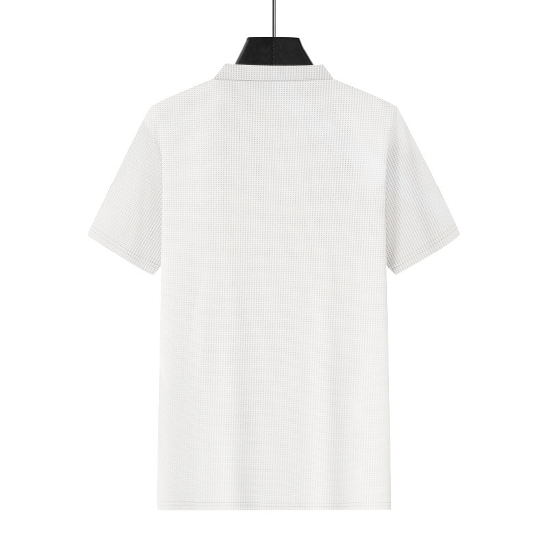 Men's American Style Relaxed Fit Summer Waffle Knit Polo Shirt And Shorts Set, Casual Breathable Two-Piece Outfit_viptrois.com