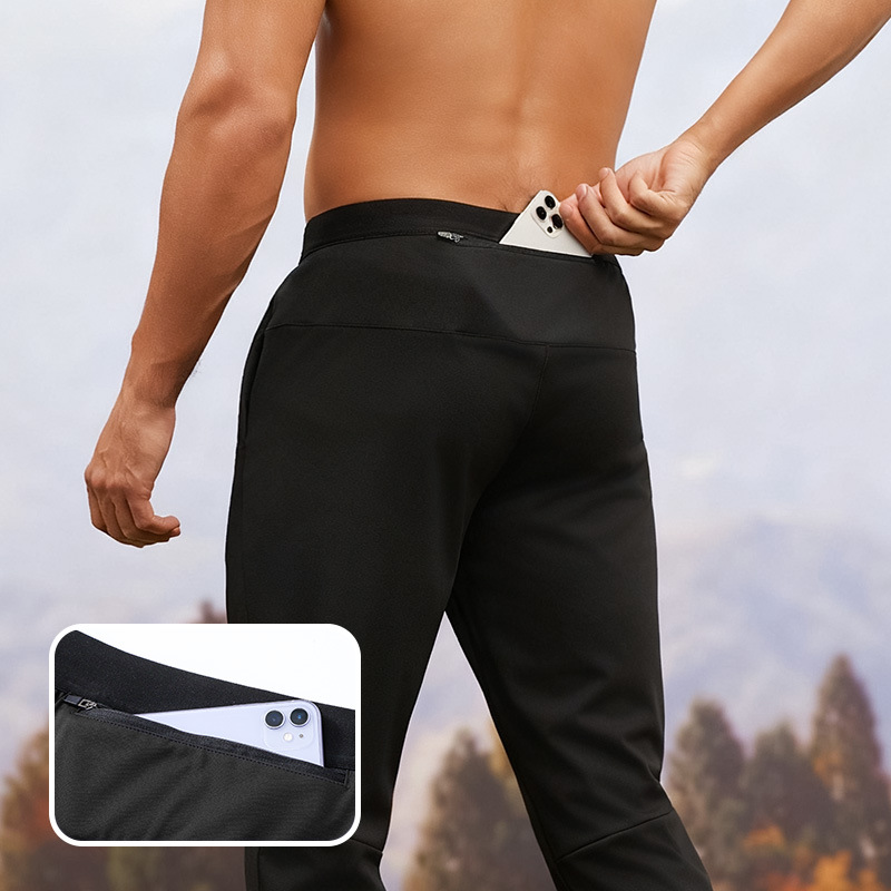 Pantalones deportivos para hombre con forro polar para otoño e invierno, holgados, elásticos, para correr al aire libre y hacer ejercicio, pantalones largos de secado rápido, de secado rápido y con forro polar.