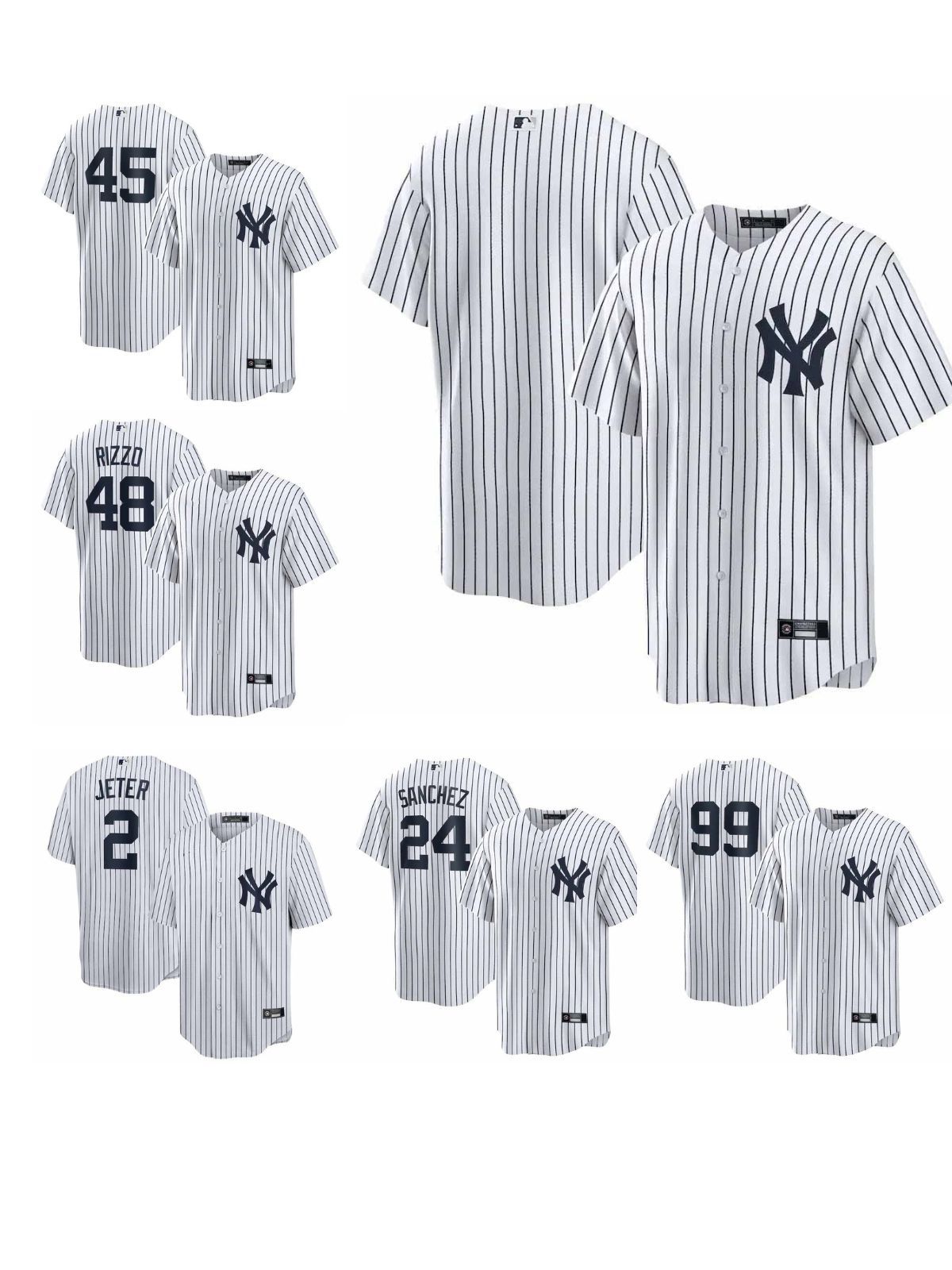 2025 MLB Yankees White Home Jersey DIY Breathable Printed Baseball Uniform