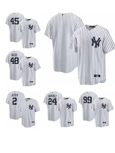 2025 MLB Yankees White Home Jersey DIY Breathable Printed Baseball Uniform