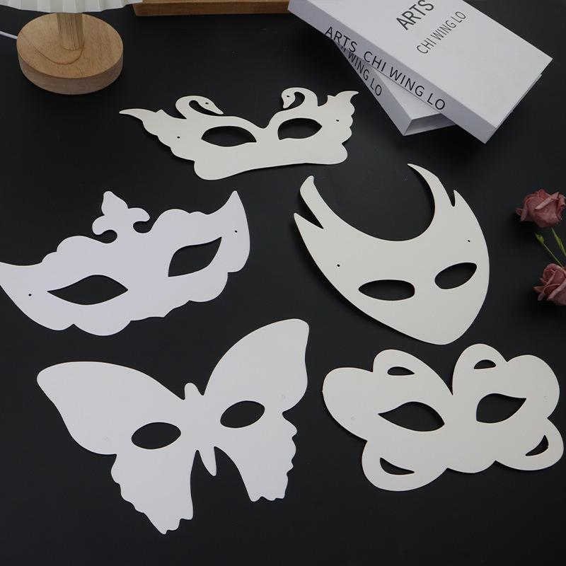 DIY máscara de pulpa blanca infantil pulpa en blanco máscara pintada a mano graffiti máscara pintada a mano