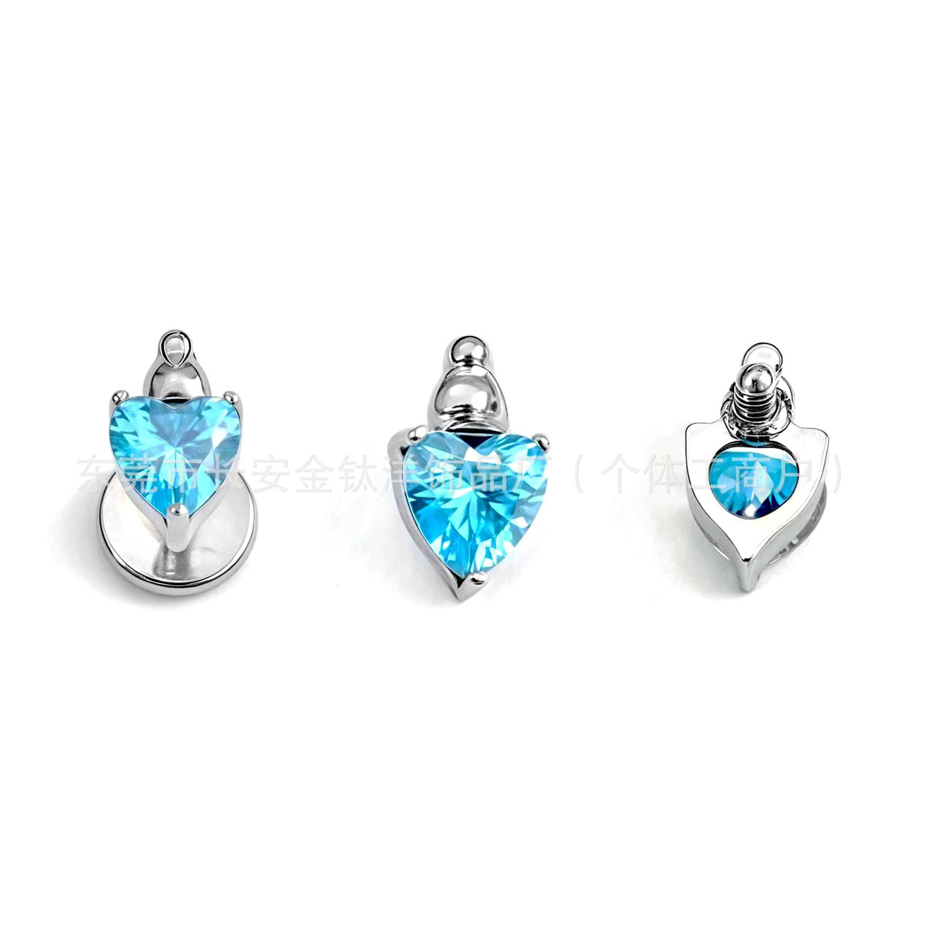 F136 Titanium Internal Thread Heart-Shaped Stud Earrings Lip Studs Nose Studs G23 Titanium Alloy Body Piercing Jewelry Ear Cartilage Studs detail image 7