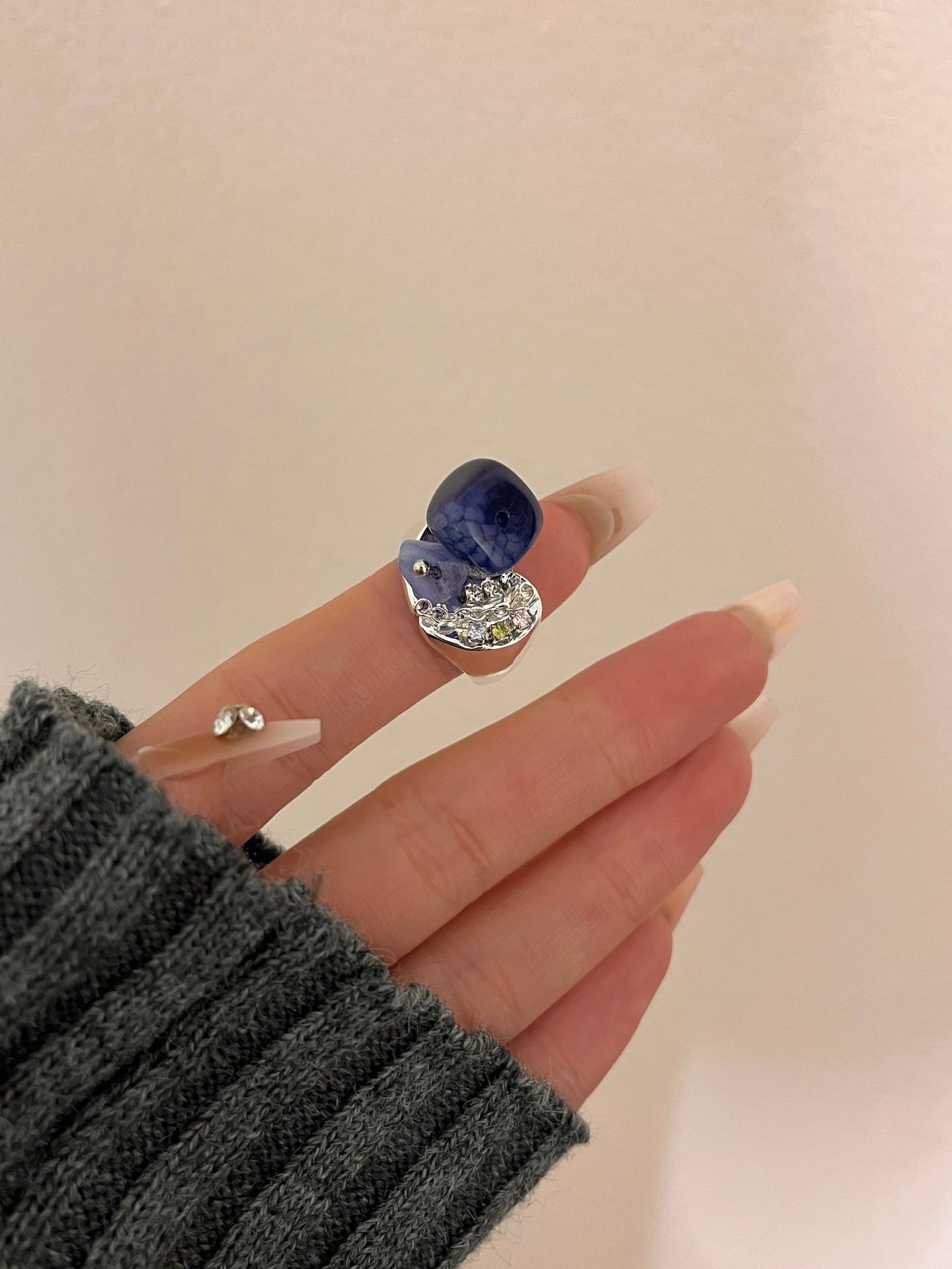 Natural Stone Ring For Women Stylish Beaded Ring For Her_voghion.com