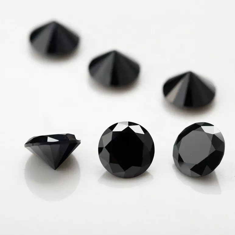 Transfronteriza caliente diamante negro de piedra desnuda redonda de piedra de mozanita un quilate dos quilates 1 / 2 / 3 quilates en stock