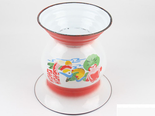 Enamel urinal for home use, high-leg, thickened, children and elderly sit-down toilet, bedroom adult with lid, small urinal bucket, old-style