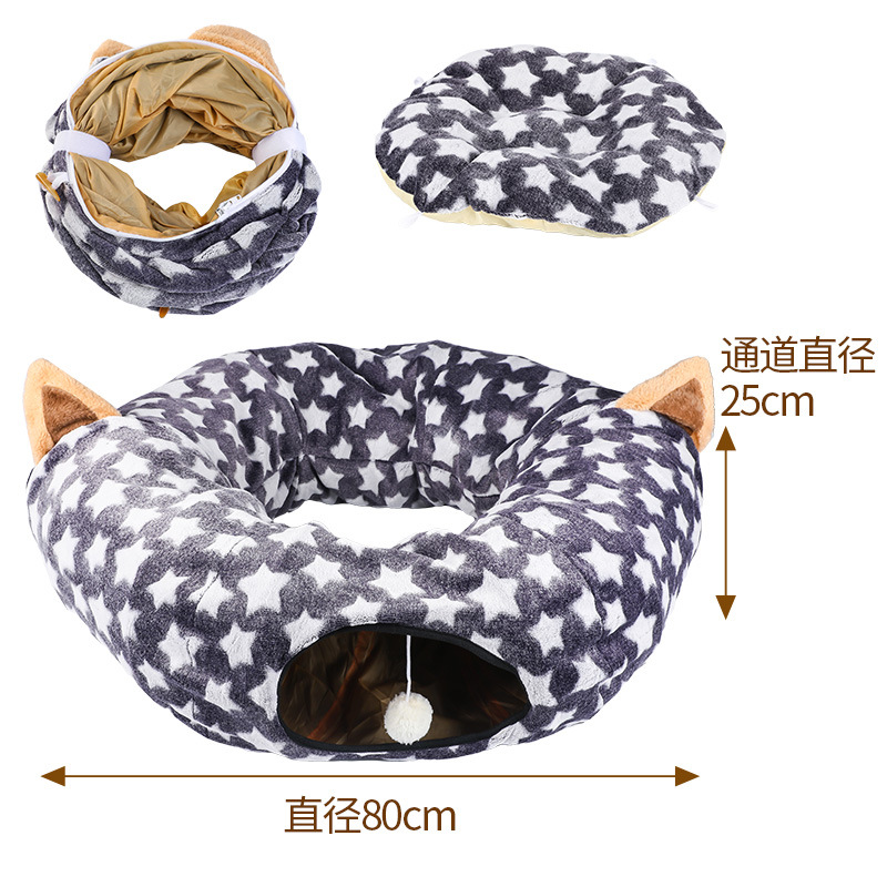 Amazon explosiva túnel para gatos plegable multifuncional arco iris oreja túnel cambiable franela canal para gatos suministros para mascotas