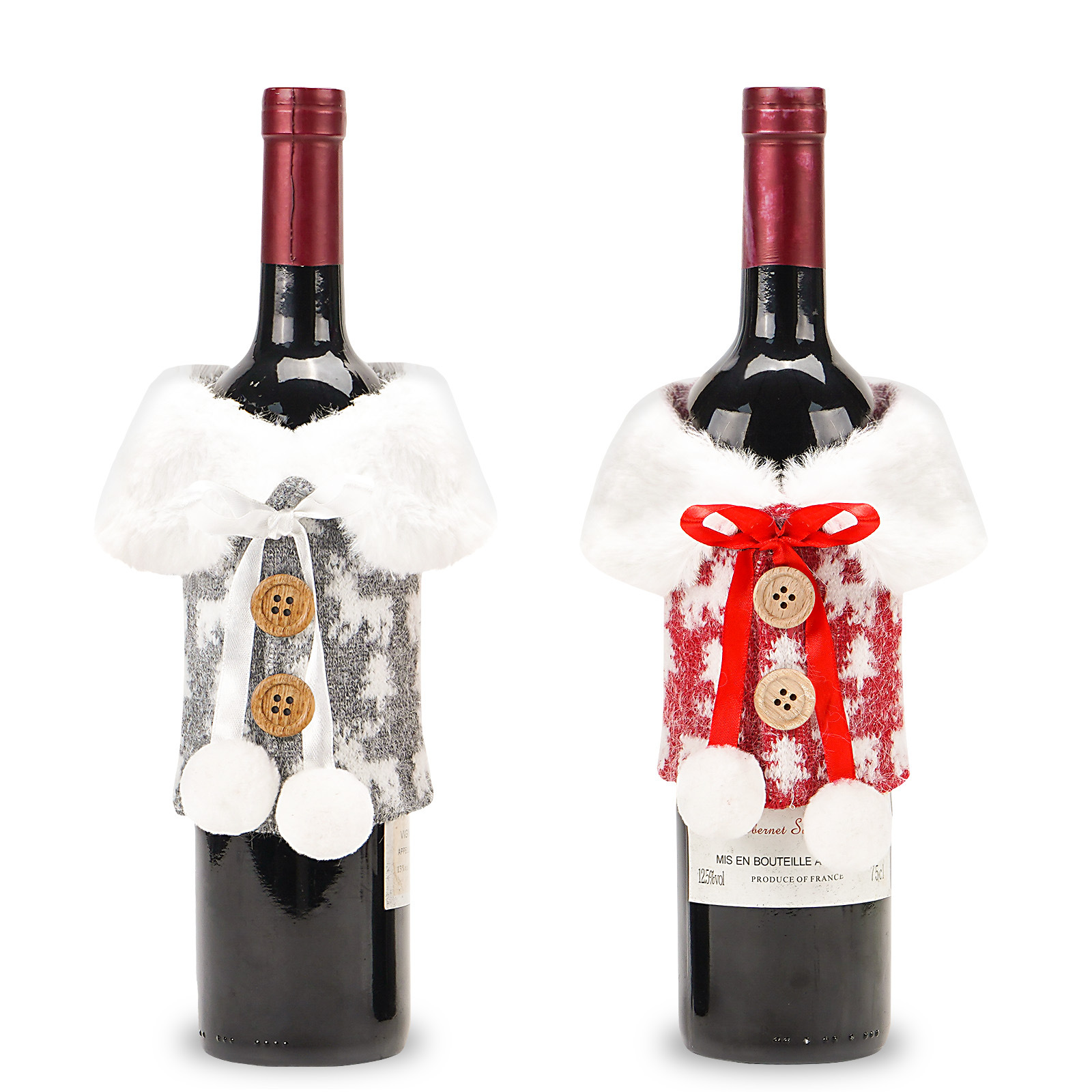 Nueva Bola de piel de punto cubierta de vino de Navidad decoración atmósfera suministros hogar vacaciones cubierta de la botella de vino