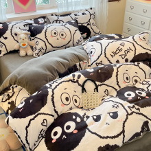 2024新款牛奶绒床上用品四件套卡通动漫被套法莱绒学生宿舍三件套