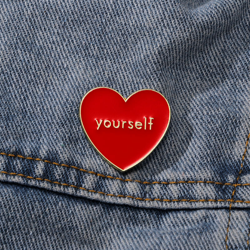 Enamel Design Cute Pin Letter Heart Shape Alloy Enamel Unisex Brooches