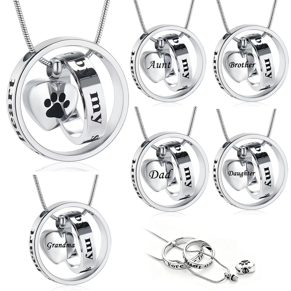 Stainless Steel Heart-Shaped Ashes Pendant, Openable Memorial Necklace for Loved Ones and Pets, Cross-Border Funeral Jewelry Wholesale