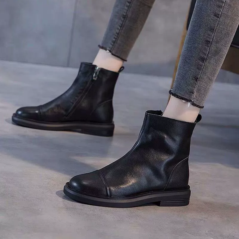 Низкие Ботинки Martin, женские осенне-зимние новые одиночные ботинки 2023 года, повседневные универсальные ботильоны на плоской подошве с флисовой подкладкой в британском стиле