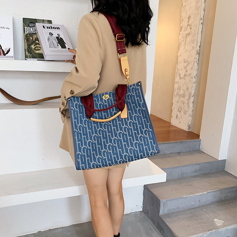 Bolso bandolera para mujer, nuevo bolso tote de lona con estampado de letras, de gran venta, bolso de hombro de textura de alta calidad.