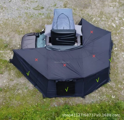 Avtomobil yan çətirləri — Tent - excluding-fan-shaped-canopy-360-fan-shaped-canopy-black-sidewall-radius-2m