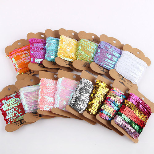 New color sequin strip ribbon 10 yards/card DIY ethnic style stage clothing lace decoration sequin accessories