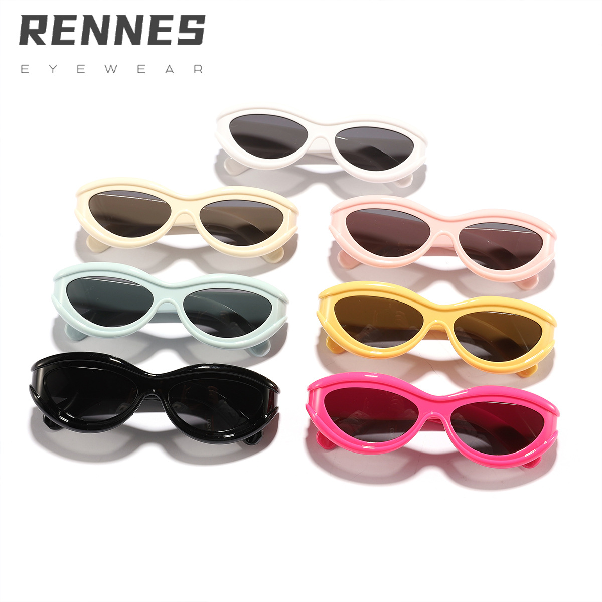 Moda infantil transfronteriza, personalidad futurista, gafas de sol callejeras, color caramelo, marco ovalado, gafas de sol para bebés lindos