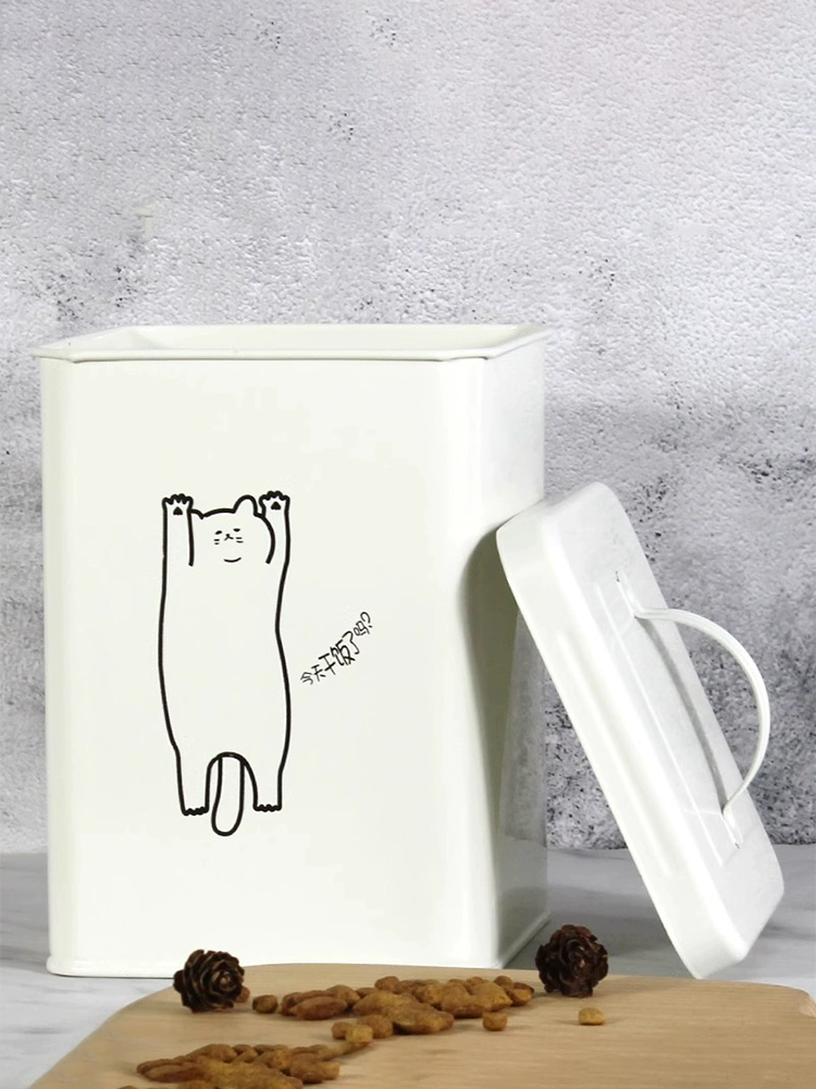 Pet Food Storage Container, Cute Cat Design, Multi-Size (Small–Large) with Optional Sealed Lid